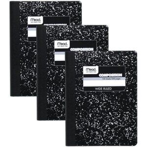 Mead Composition Notebook, 3 Pack,‎ Wide Ruled Paper, 7-1/2" x 9-3/4", 100